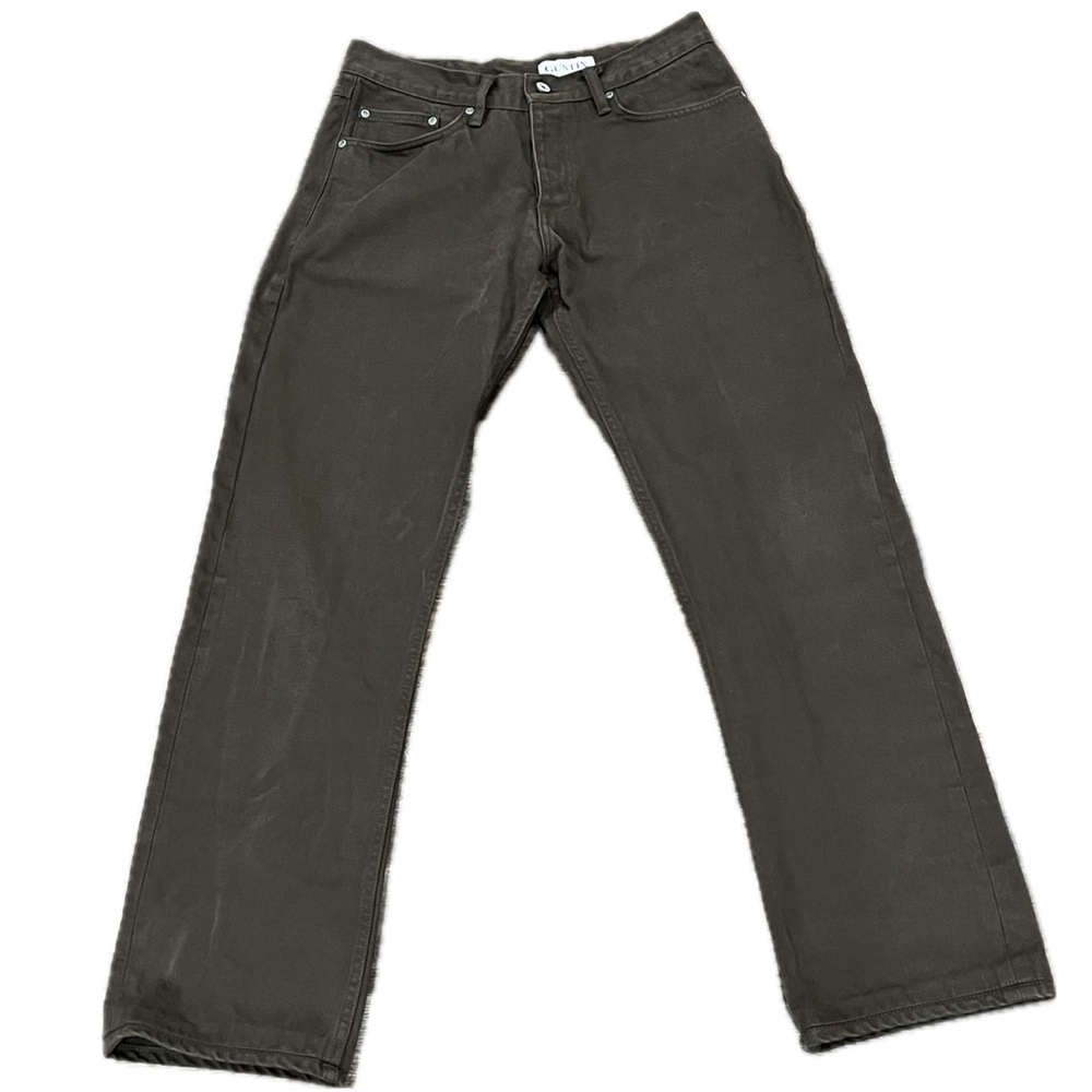 GUSTIN #567 Selvedge Denim Jeans Size 34 Button Fly California Straight Brown